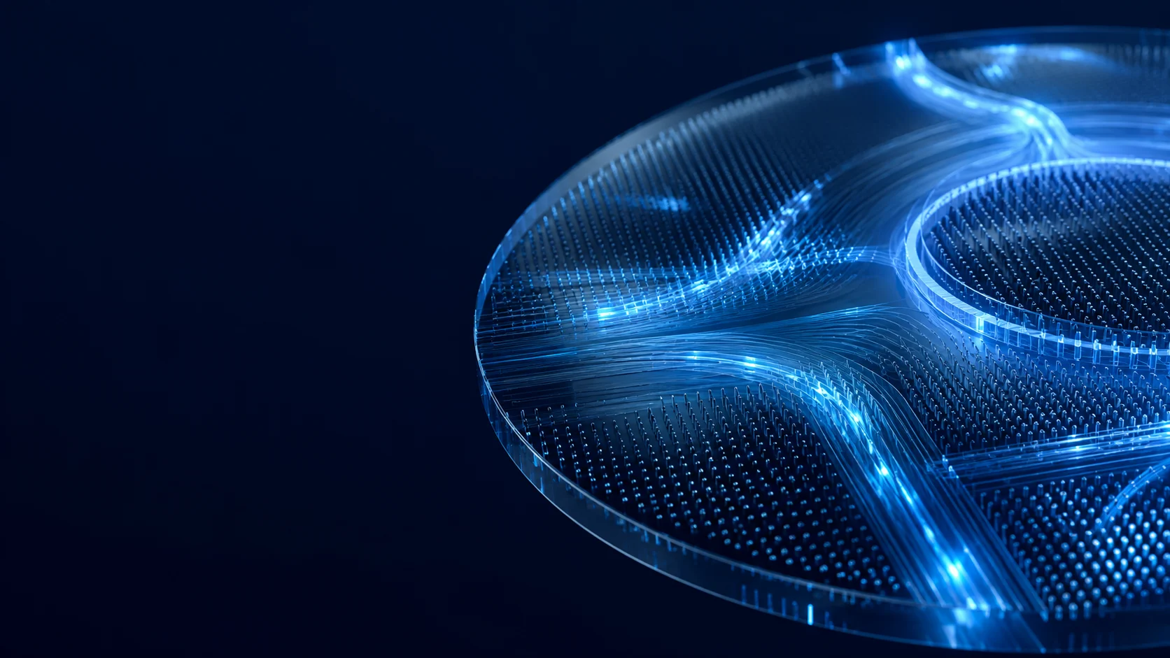 Concept image of light routed through an integrated metasurface component